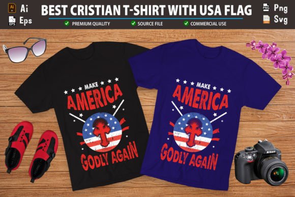 Christian Tshirt Design with Grunge Flag