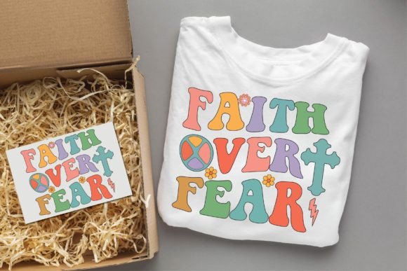 Faith over Fear Groovy Christian Design T-Shirt Designs